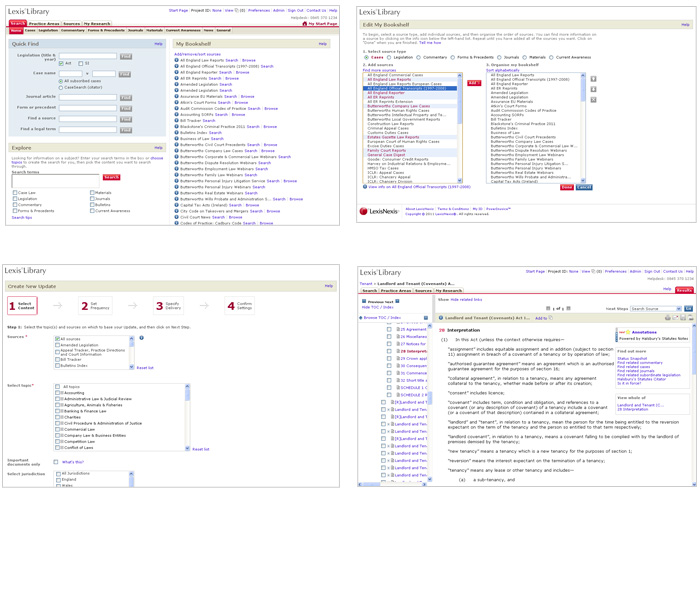 LexisNexis - Legal research product screenshots